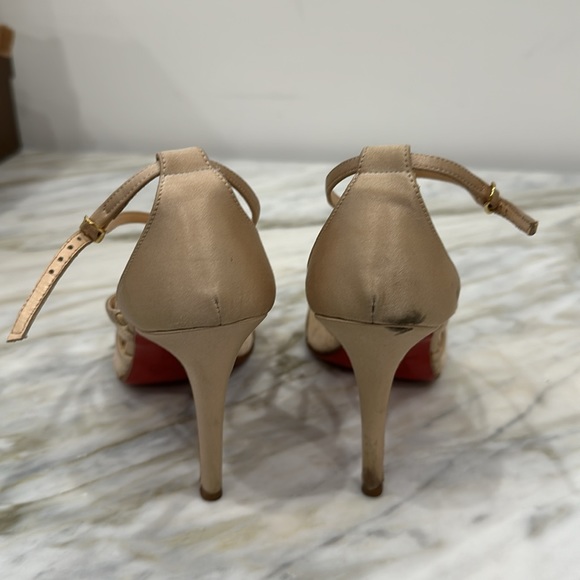 CHRISTIAN LOUBOUTIN VANITARITA CREPE SATIN BEIGE 36 1/2 6.5 - Picture 6 of 8